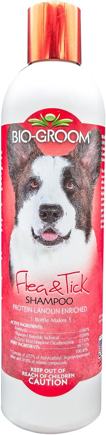 Bio-Groom Flea & Tick Dog Shampoo - Flea and Tick Prevention for Dogs, Cat Flea Treatment, Cruelty-Free, Made in USA, Natural Tick Repellent, Protein-Lanolin Shampoo - 12 fl oz 1-Pack