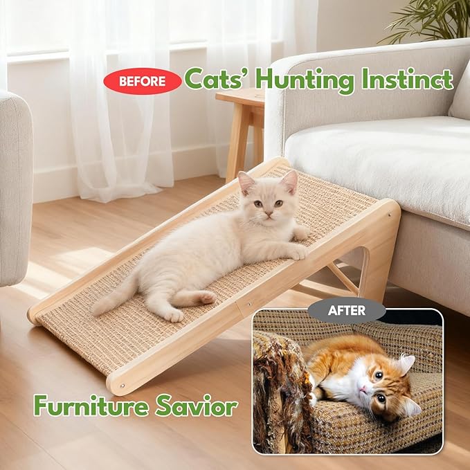 Cat Scratcher, 27 Inch L Shaped Cat Scratching Board for Indoor Cats, Wall Mounted Furniture Protector Tall Scratch Pad, Large