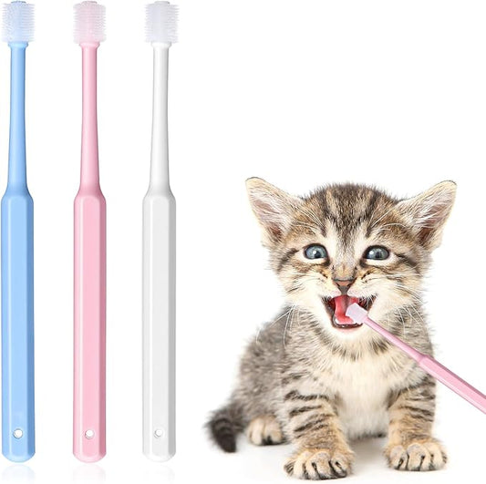 3 Pack Small Dog Cat Toothbrush, 360 Degree Soft Silicone Pet Toothbrush Cat Dental Care Dog Oral Hygiene Deep Clean Pet Teeth Cleaning Kit