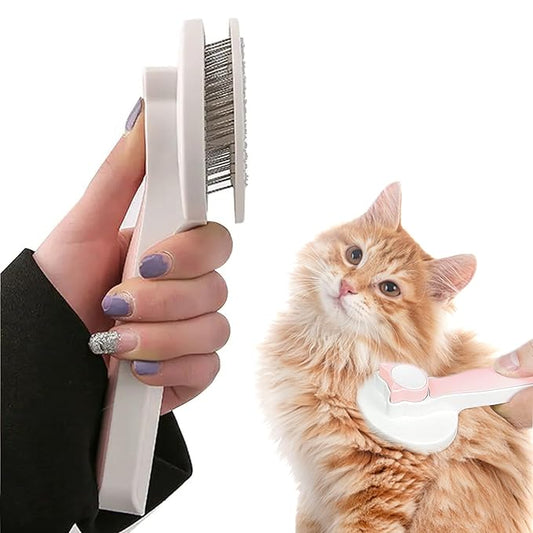 Cat Grooming Brush Slicker Brush for Pet Self Cleaning Hair Removal with Stainless Steel Needles Shedding & De-Matting Tool Hair Remover for Pet Dogs Cats (Pink)
