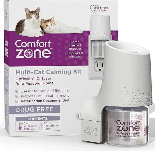 Comfort Zone 30 Day Starter Kit; 1 Multicat Diffuser & 1 Refill; Cat Calming Pheromone; Reduce Stress, Aggression, Fighting, Urine Marking, Scratching