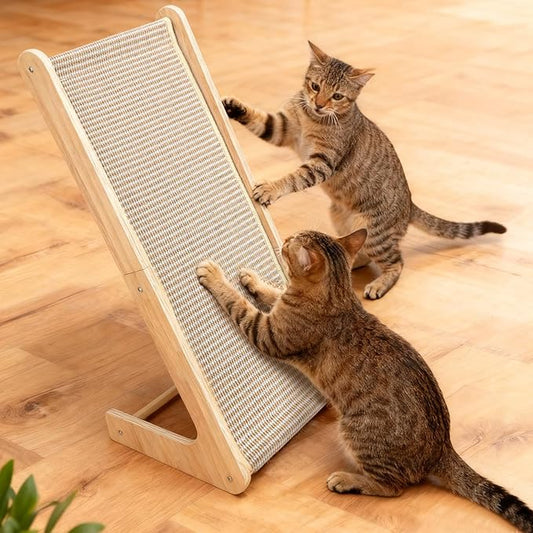 Paceray Cat Scratcher, Sisal Cat Scratcher Ramp, 27 inch L Shape Scratch Pad for Indoor Cats, Wall Furniture Protector(Large)
